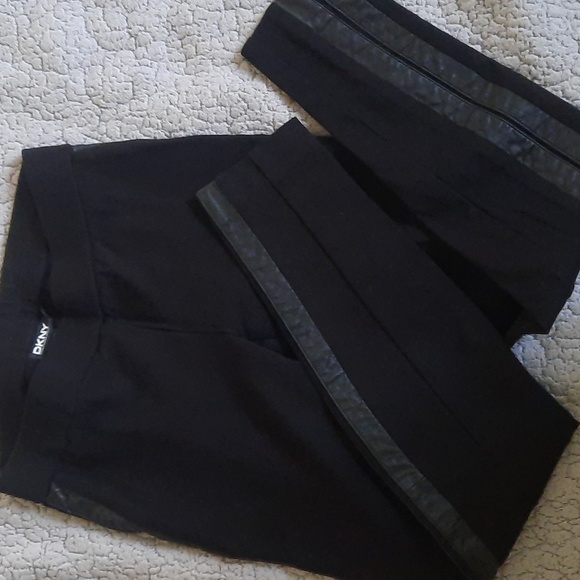 DKNY ponte trim leather tuxedo legging pant Sz S - Picture 3 of 3